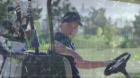 Businessman Golfer Analyzing Market Data on Golf Course