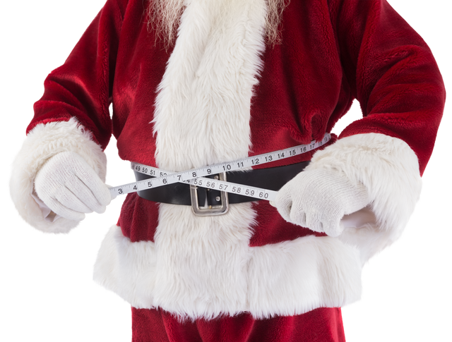 Santa Claus Measuring Belly Suggesting Fitness Healthy During Holidays - Download Free Stock Videos Pikwizard.com