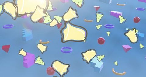 Abstract Geometric 3D Digital Art with Yellow and Green Dopamine Patterns