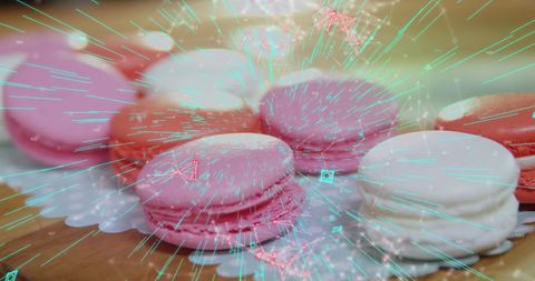 Colorful Macarons with Futuristic Digital Design Overlay - Download Free Stock Images Pikwizard.com
