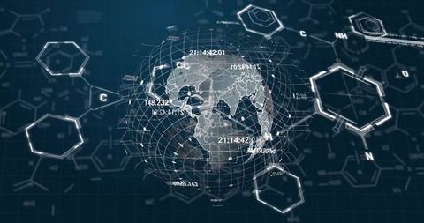 Scientific Data Processing over Globe with Global Connections - Download Free Stock Images Pikwizard.com