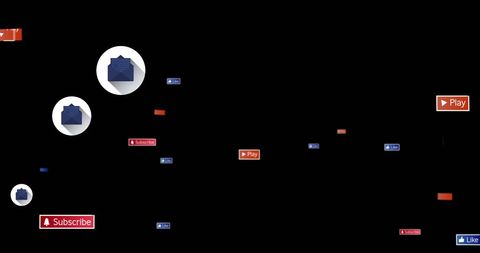 Digital Media Interface with Social Icons on Black Background