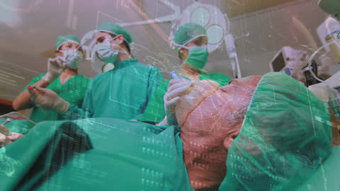 Surgical Team Collaborating with Virtual Data Interface