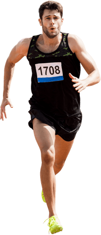 Transparent Image of Male Athlete in Mid-Stride During Sprint