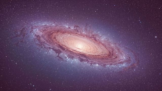 Spiral Galaxy in Deep Space with Star Clusters and Dust Lanes
