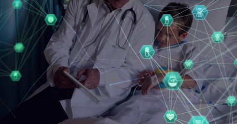 Digital Healthcare: Doctor with Pediatric Patient Analyzing Data - Download Free Stock Images Pikwizard.com