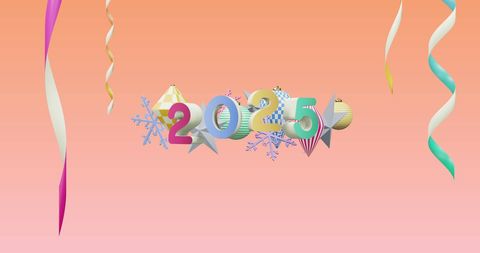 2025 New Year Festive Design with Colorful Decorations