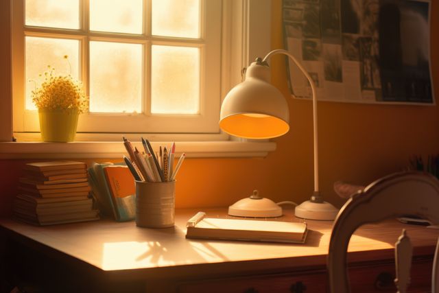 Cozy Home Office Desk with Natural Sunlight - Download Free Stock Photos Pikwizard.com
