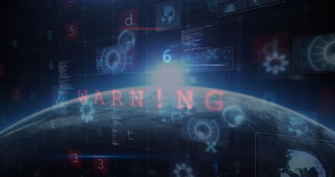 Cyber Attack Warning Over Digital Earth Interface - Download Free Stock Images Pikwizard.com