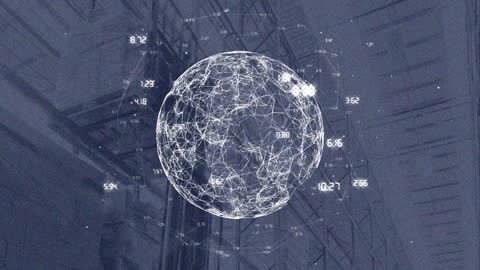 Digital Globe Animation with Technological Element Overlay