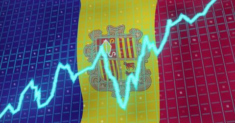 Andorra Flag with Digital Graph and Stagflation Concept - Download Free Stock Images Pikwizard.com