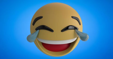 Laughing Crying Emoji Illustration on Gradient Blue Background - Download Free Stock Images Pikwizard.com