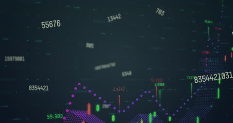 Digital Interface Display with Financial Graphs and Numbers