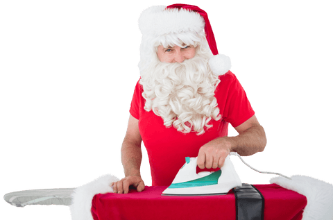 santa claus ironing red cloth on transparent background - Download Free Stock Videos Pikwizard.com