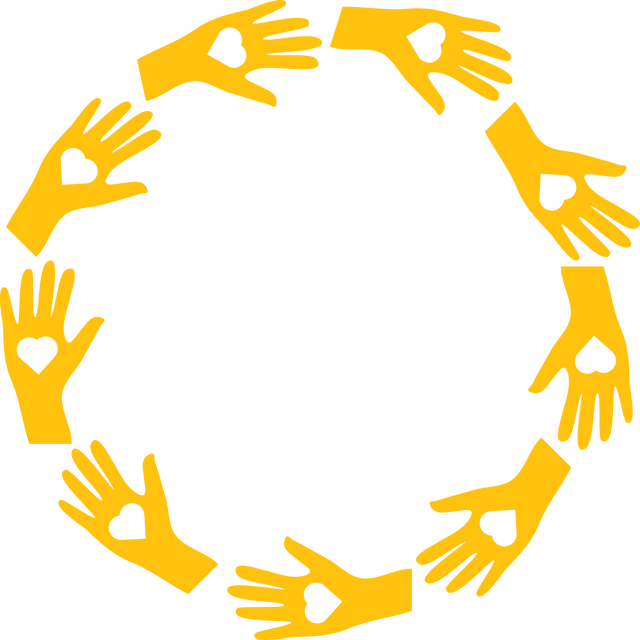 Yellow hands circle with hearts logo on transparent background - Download Free Stock Videos Pikwizard.com