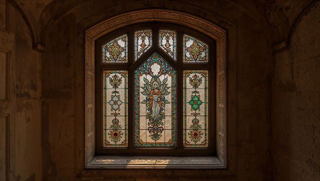 Stunning stained glass window in historic chapel