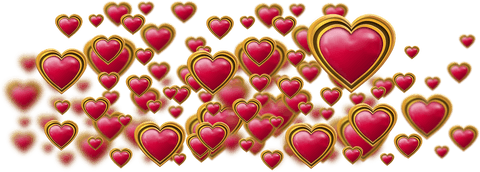 Transparent Red and Gold Hearts Symbols Illustration