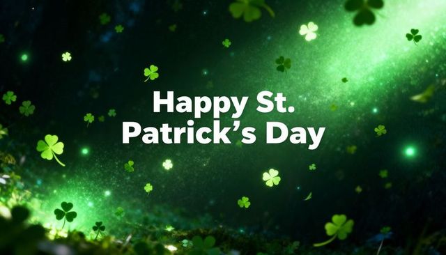 Celebrating st patrick's day with glowing shamrocks and luminous green beam