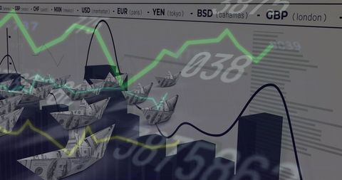 financial growth with banknote origami and data - Download Free Stock Images Pikwizard.com