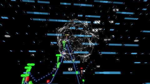 Abstract Digital Face with Data Network Visualization