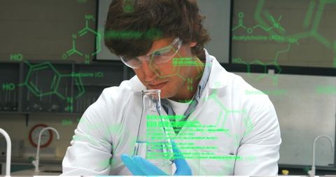 Scientist Analyzing Data with Virtual Interface Overlay in Laboratory - Download Free Stock Images Pikwizard.com