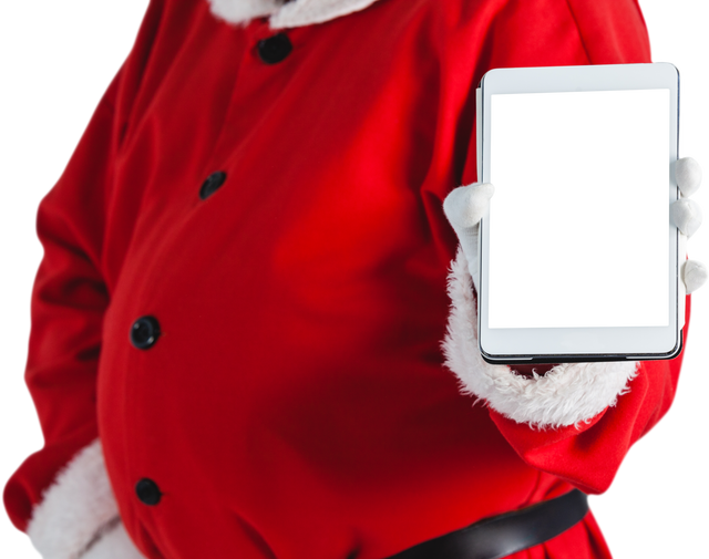 Santa Claus Holding Tablet Computer with Transparent Screen - Download Free Stock Videos Pikwizard.com