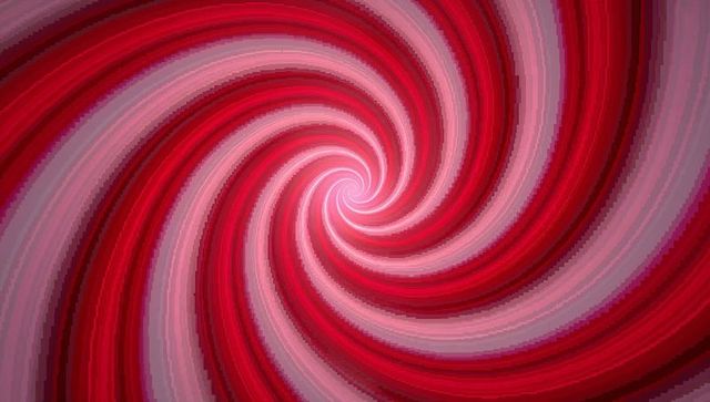 Swirling crimson spiral vortex with radiant pink bands for abstract backgrounds and animation
