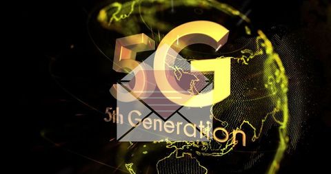 Golden 5G Concept with Digital Globe Displaying Technology and Network Innovation