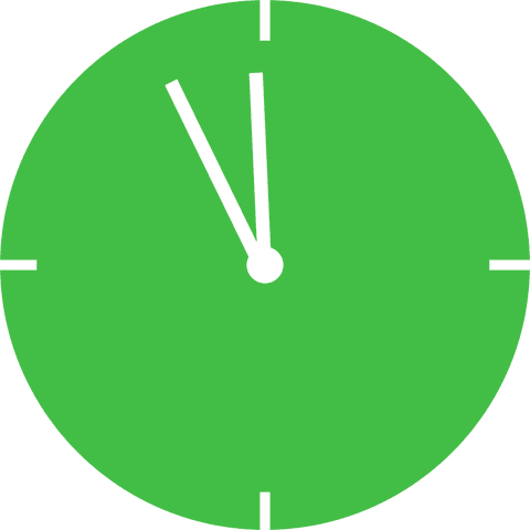 Green clock illustration on transparent background