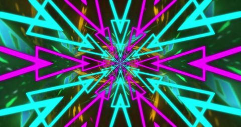 Vibrant Abstract Arrows With Neon Light Trails in Infinite Loop