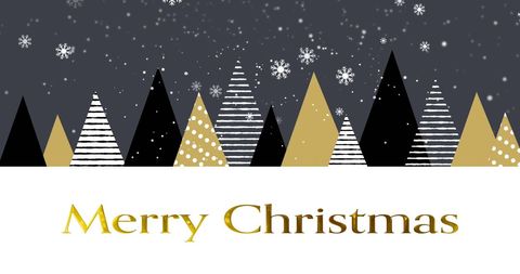 Modern Merry Christmas Greeting with Geometric Trees