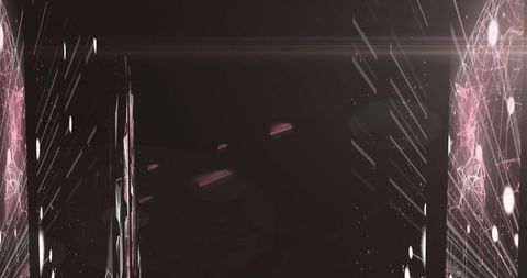 Futuristic Pink Networking Panels in Dark Sci-Fi Corridor