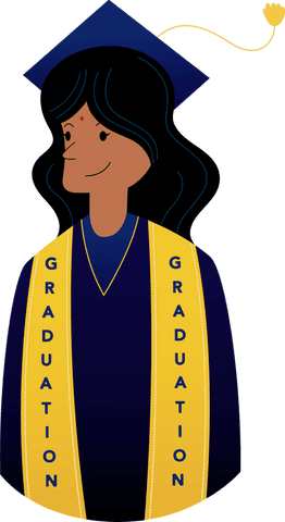 flat design female graduate with cap and stole on transparent background - Download Free Stock Videos Pikwizard.com