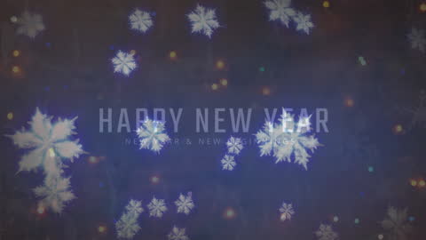Festive Animation of Snow Falling on Happy New Year Text