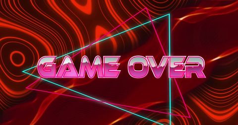 Colorful Game Over with Digital Waves and Glitch Effect