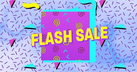 Retro style flash sale banner with bold colors and patterns