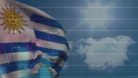 Uruguay Flag with Data Analysis Visualization