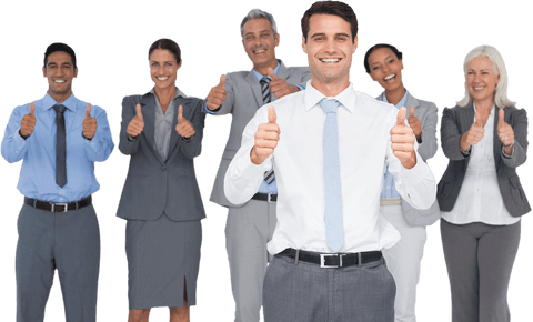 Confident Business Team Giving Thumbs Up Transparent Background - Download Free Stock Videos Pikwizard.com
