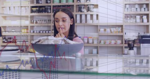 Customer Shopping with Data Hologram Display Interface - Download Free Stock Images Pikwizard.com