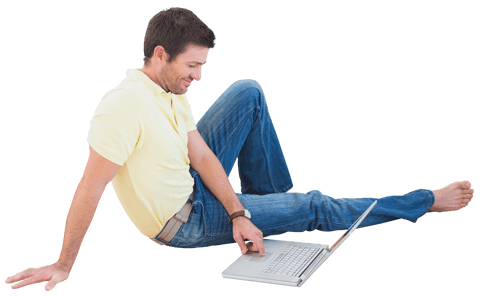 smiling man relaxing on floor with transparent background - Download Free Stock Videos Pikwizard.com