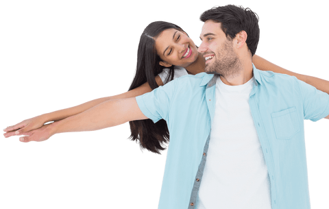Happy Couple Smiling with Playful Piggyback Ride on Transparent Background - Download Free Stock Videos Pikwizard.com
