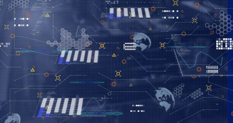 Digital Data Processing Overlay on Futuristic Background - Download Free Stock Images Pikwizard.com
