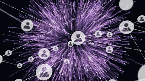 Abstract Network of Digital Connections over Purple Energy