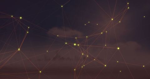 Abstract Network Connections Over Cityscape at Dusk - Download Free Stock Images Pikwizard.com