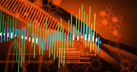 Braided Conduit with Neon Data Waveform and Hex Grid Overlay for Futuristic Tech Visuals