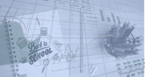 Back to School Concept with Financial Data Overlay