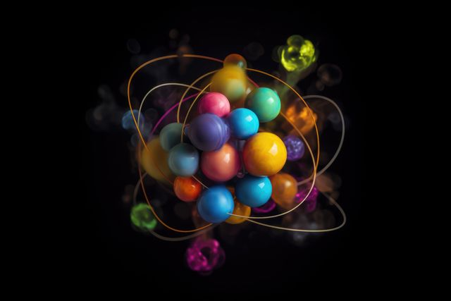 Colourful atoms forming molecular structure, created using generative ai technology - Download Free Stock Photos Pikwizard.com