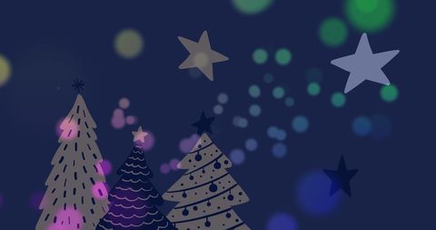 Festive Christmas Trees with Stars on Dark Background
