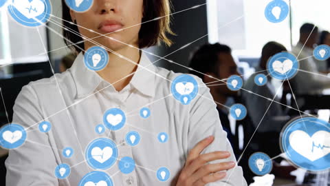 Businesswoman Connected to Smart Digital Network Technology