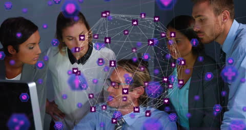 Diverse Business Team Analyzing Digital Network Connections